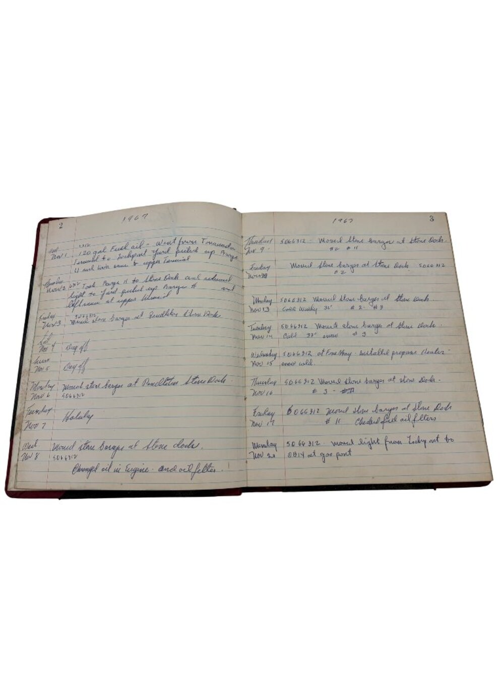1967-73 Erie Canal Tugboat Logbook Tender 10 Tonawanda NY DPW Work Diary Vintage